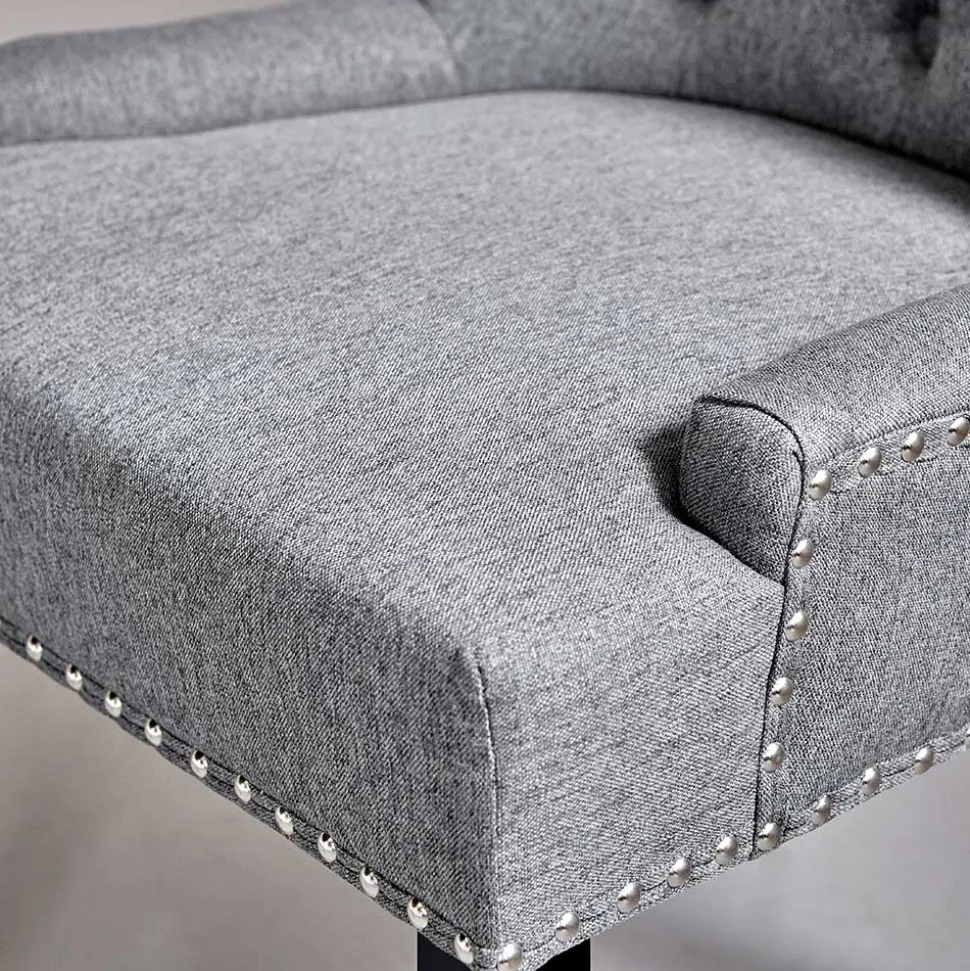 Chesterfield Stuhl in Grau meliert und Schwarz - Menton