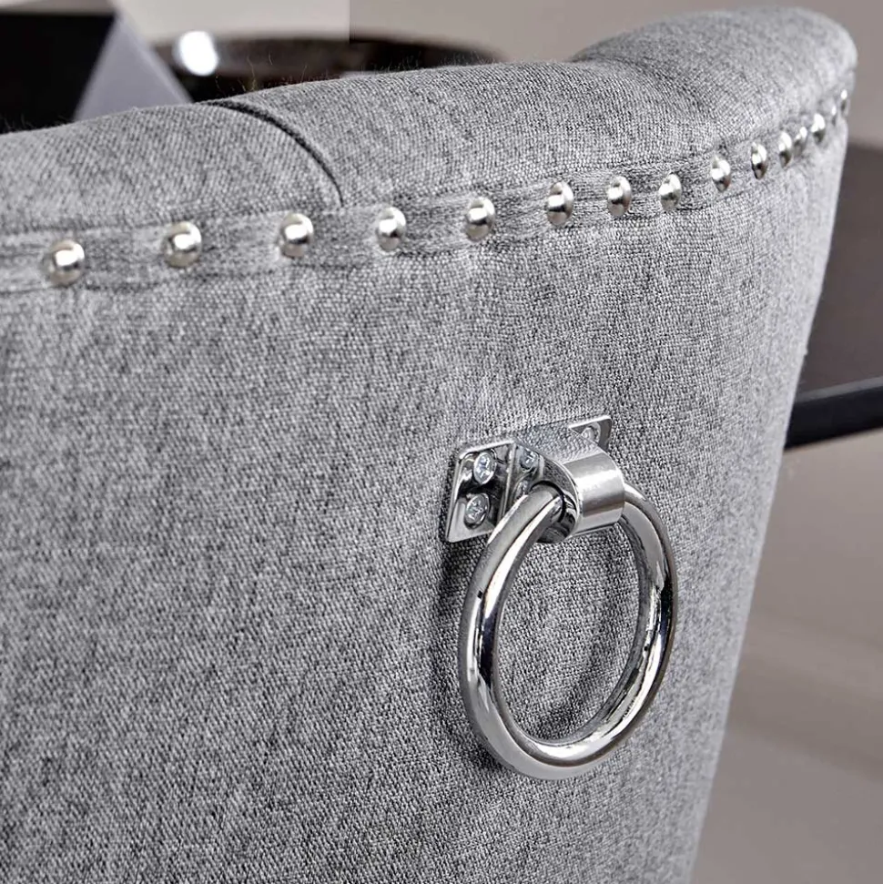 Chesterfield Stuhl in Grau meliert und Schwarz - Menton