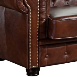 Chesterfield Zweisitzer Sofa in Braun - Pluna