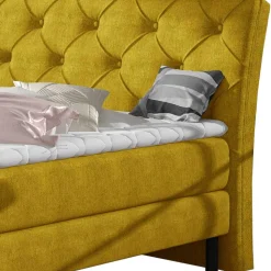 Chesterfieldbett in Currygelb Stoff - Friscura