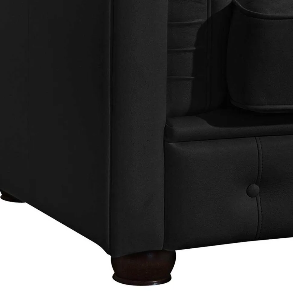 Chesterfield-Sessel in Schwarz Kunstleder - Riscos