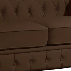 Chesterfield-Sofa in Braun Leder - Cementa