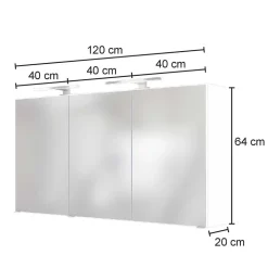 120cm breiter Badezimmer Spiegelschrank in Grau - Endely