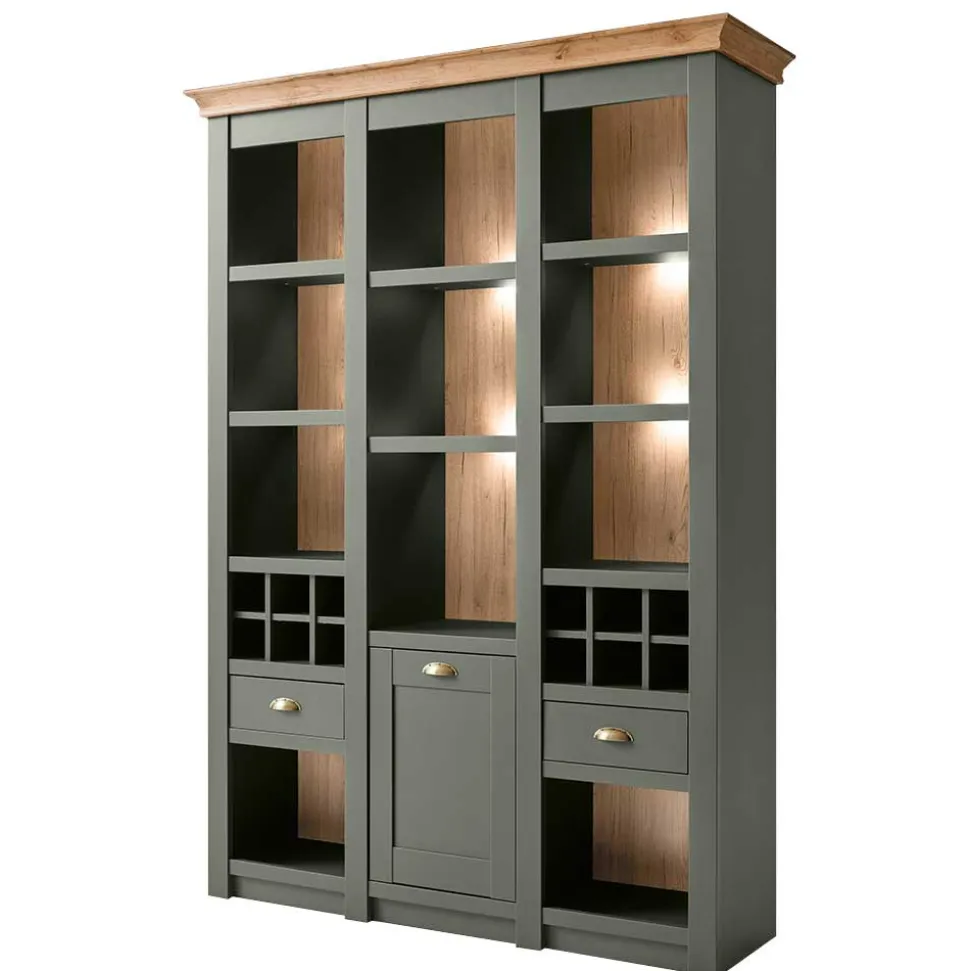147cm breites Landhaus Regal in Graugrün - Eylan