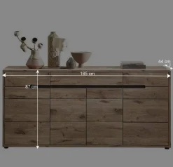 185cm breites Sideboard in Wildeiche Holzdekor - Zelio
