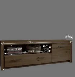 170cm breites TV Board aus geölter Wildeiche - Loitons