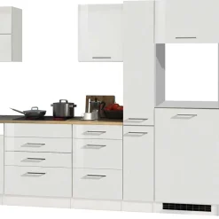 330cm Einbauküchenzeile in Weiß - Cuneo (achtteilig)