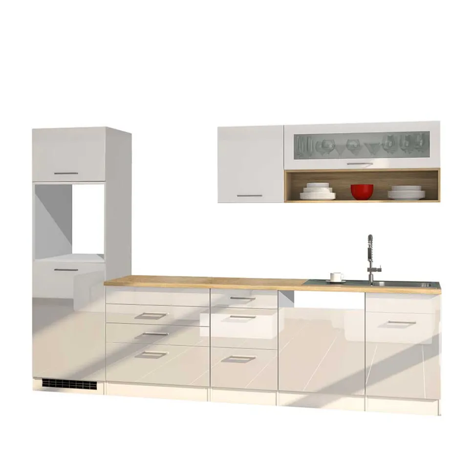 300cm Fertige Küche ohne Einbaugeräte - Cuneo (achtteilig)