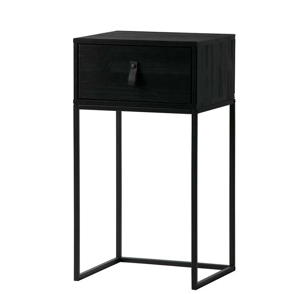 74cm hohe Nachtkonsole in Schwarz lackiert - Fronco