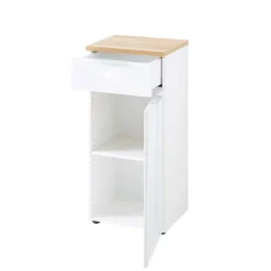 86cm hoher Bad Schrank in Weiß & Eiche - Etosia I