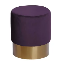 42cm hoher Rundhocker mit Samt in Violett - Elvadia