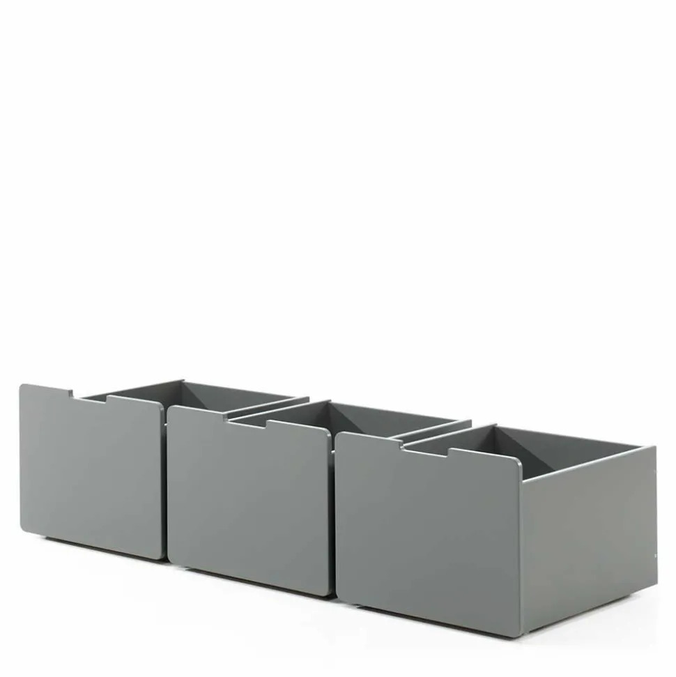 83cm hohes Kinder Hochbett in Grau lackiert - Quado