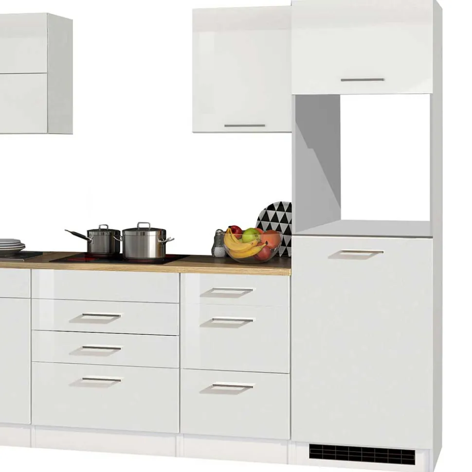 290cm Küche in Weiß Hochglanz - Cuneo IV (siebenteilig)