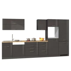 360cm Küchenzeile Leerblock in Grau - Bozenia (achtteilig)