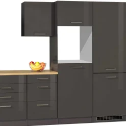 360cm Küchenzeile Leerblock in Grau - Bozenia (achtteilig)