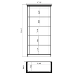 367cm Landhaus Anbauwand Set - Diatara (vierteilig)