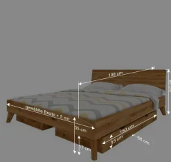 190cm langes Doppelbett mit Schubkästen - Eavy