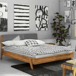 220cm langes Wildeiche Bett im Retrostil - Hardus