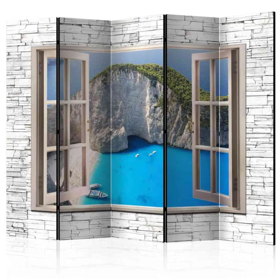 225cm Paravent Mauerwand mit Fenster - Gosca