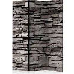 135cm Paravent Steinwand in Grau - Rambano