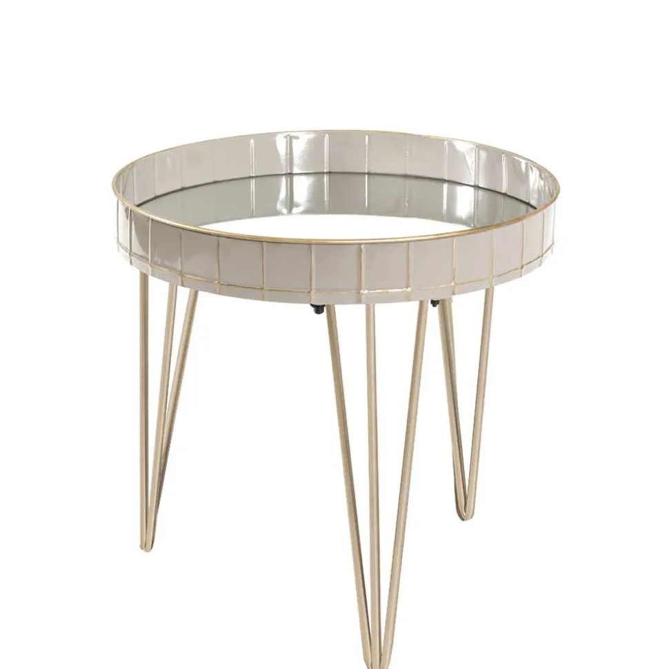 51cm runder Beistelltisch mit Spiegelglas - Safira