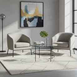 60cm runder Couchtisch mit Glasplatte - Prakto