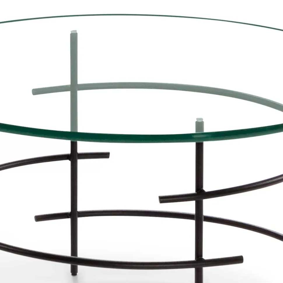 60cm runder Couchtisch mit Glasplatte - Prakto