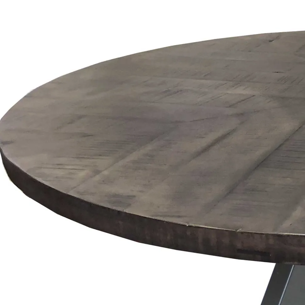 120cm runder Holz Esstisch in Grey Wash - Nicoletta