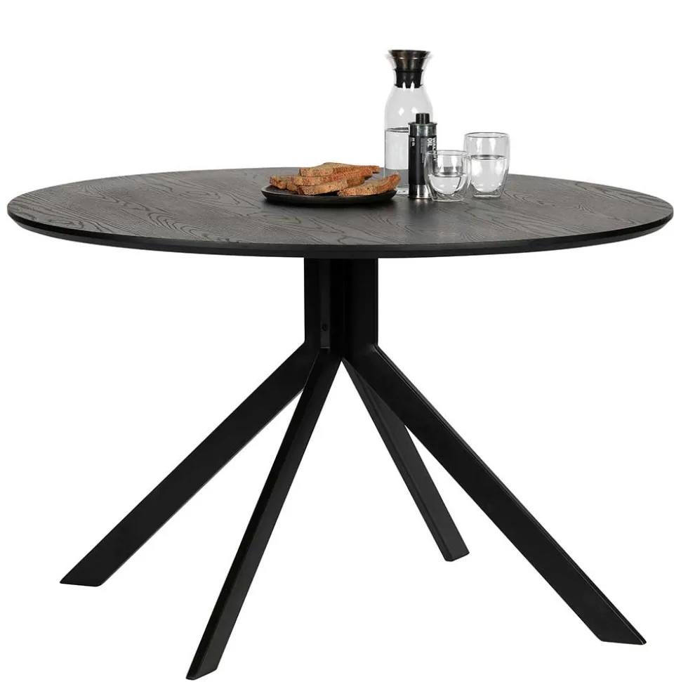 120cm runder Küchentisch in Schwarz - Alberus