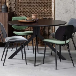 120cm runder Küchentisch in Schwarz - Alberus