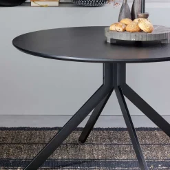 120cm runder Küchentisch in Schwarz - Alberus