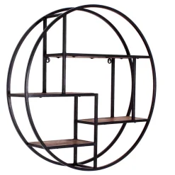 75cm rundes Hängeregal aus Metall & Holz - Mendoza