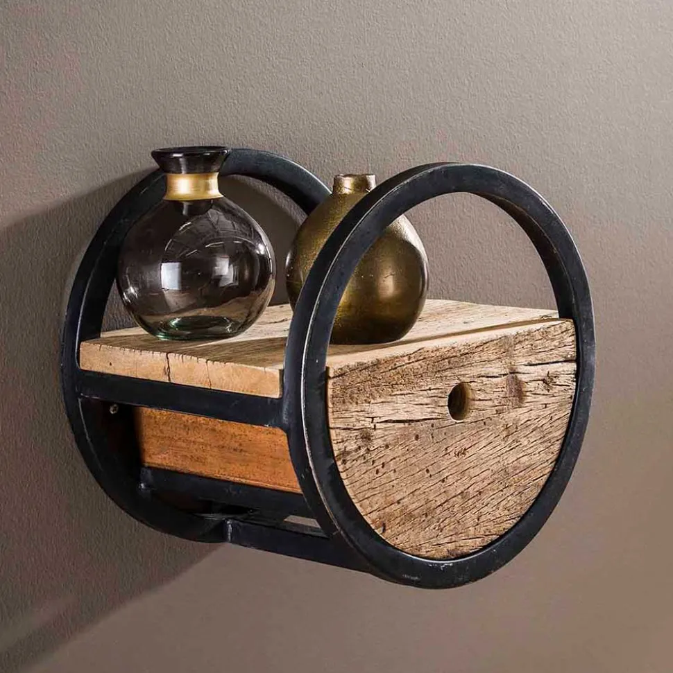 30cm Rundes Wandregal mit Schublade - Ultina