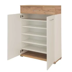 89cm Schuh-Kommode in Weiß & Eiche - Vicanossa