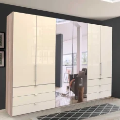 300cm 3-türiger Falttürenschrank mit Spiegel - Rativian