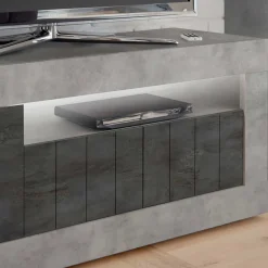 138cm TV Bank in Dunkelgrau & Beton Grau - Uxena