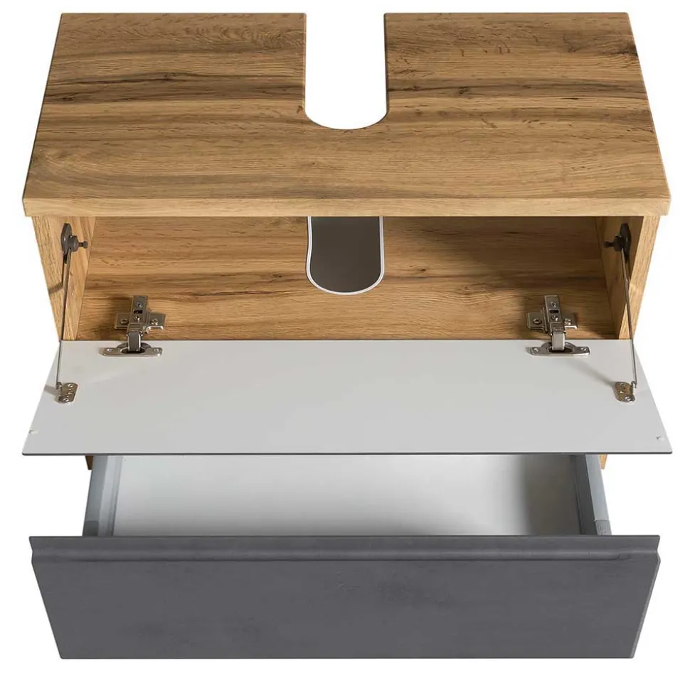 60cm Unterbeckenschrank in Grau & Wildeiche - Jambi