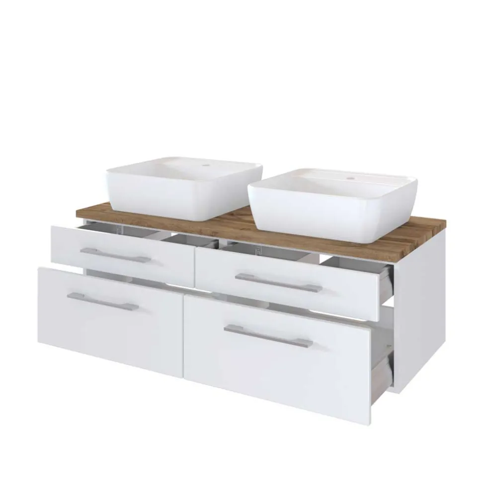 120cm Waschtisch für 2 Personen in Weiß - Enwicos