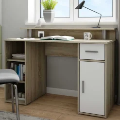 Computertisch in Sonoma-Eiche und Weiß - Bojan