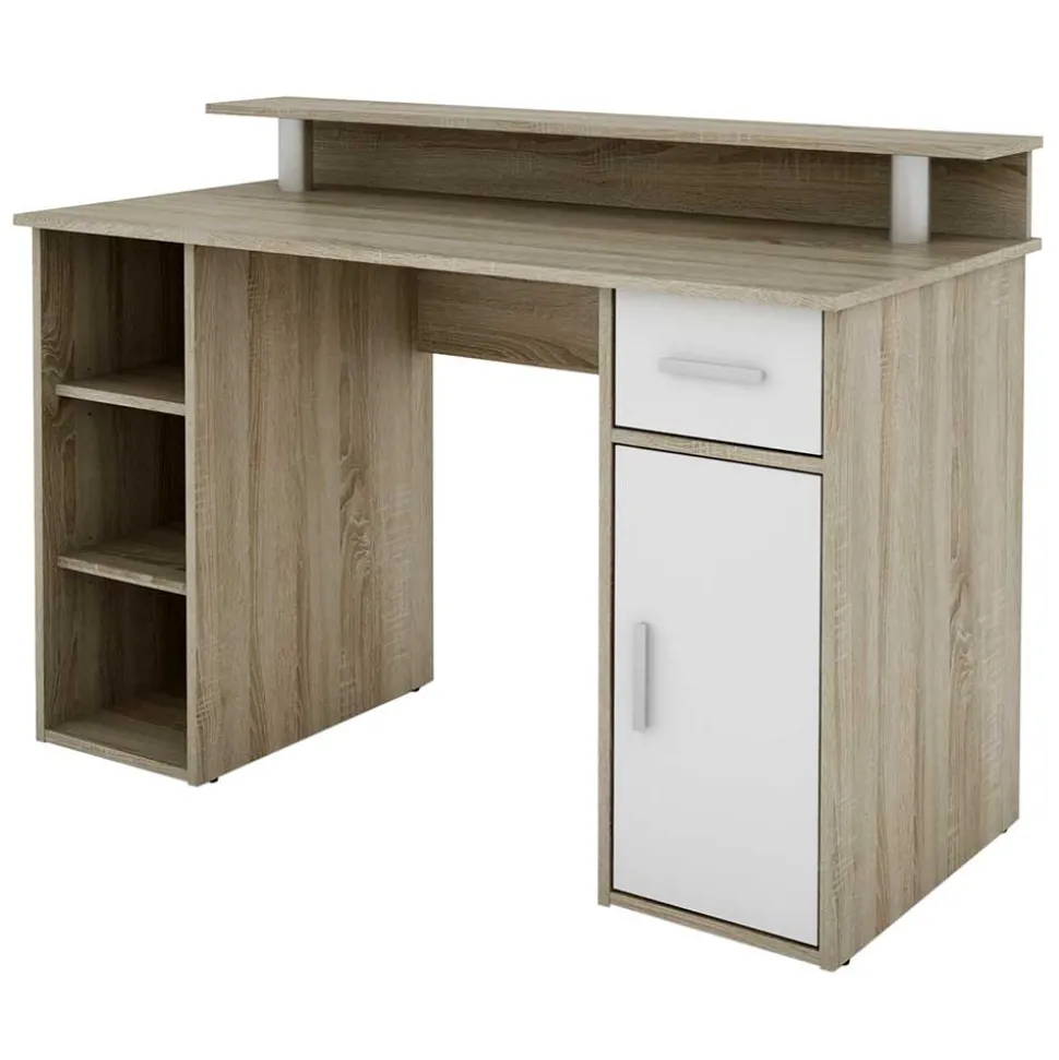Computertisch in Sonoma-Eiche und Weiß - Bojan