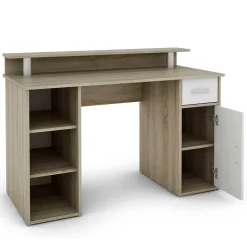 Computertisch in Sonoma-Eiche und Weiß - Bojan