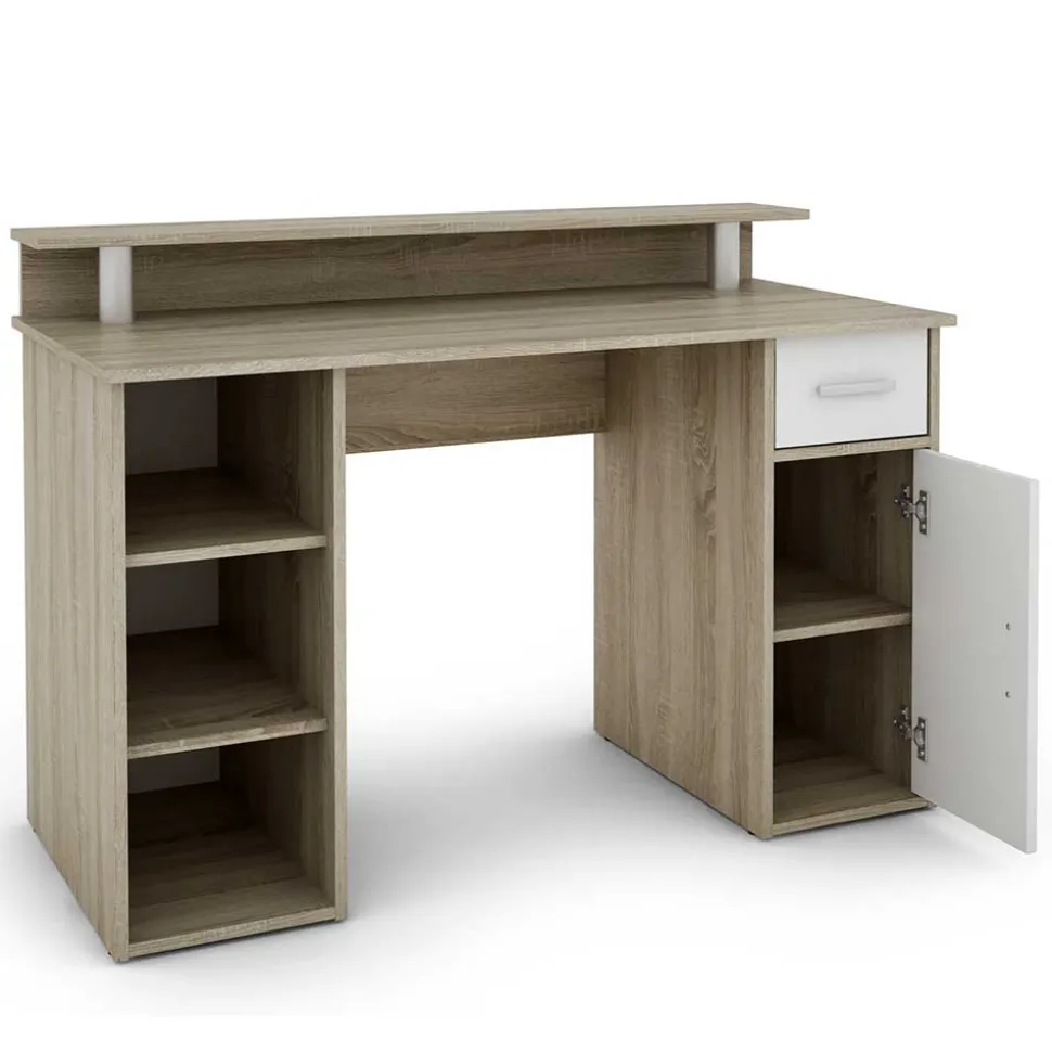 Computertisch in Sonoma-Eiche und Weiß - Bojan