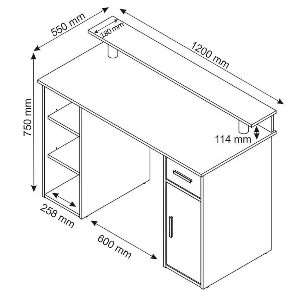 Computertisch in Sonoma-Eiche und Weiß - Bojan