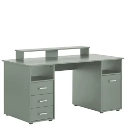 Computertisch mit Aufsatz in Graugrün - Tageda