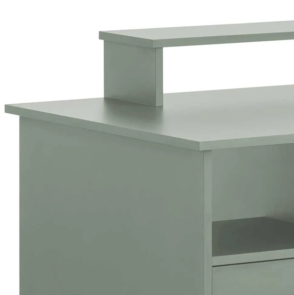 Computertisch mit Aufsatz in Graugrün - Tageda