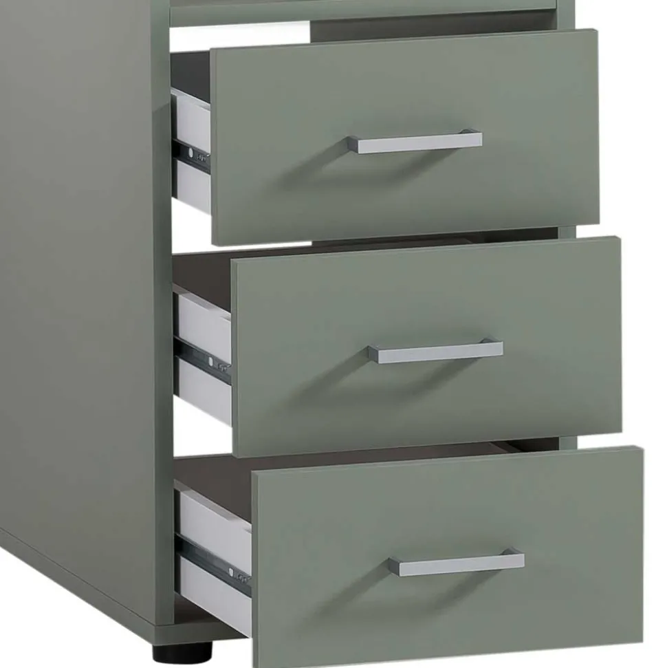 Computertisch mit Aufsatz in Graugrün - Tageda