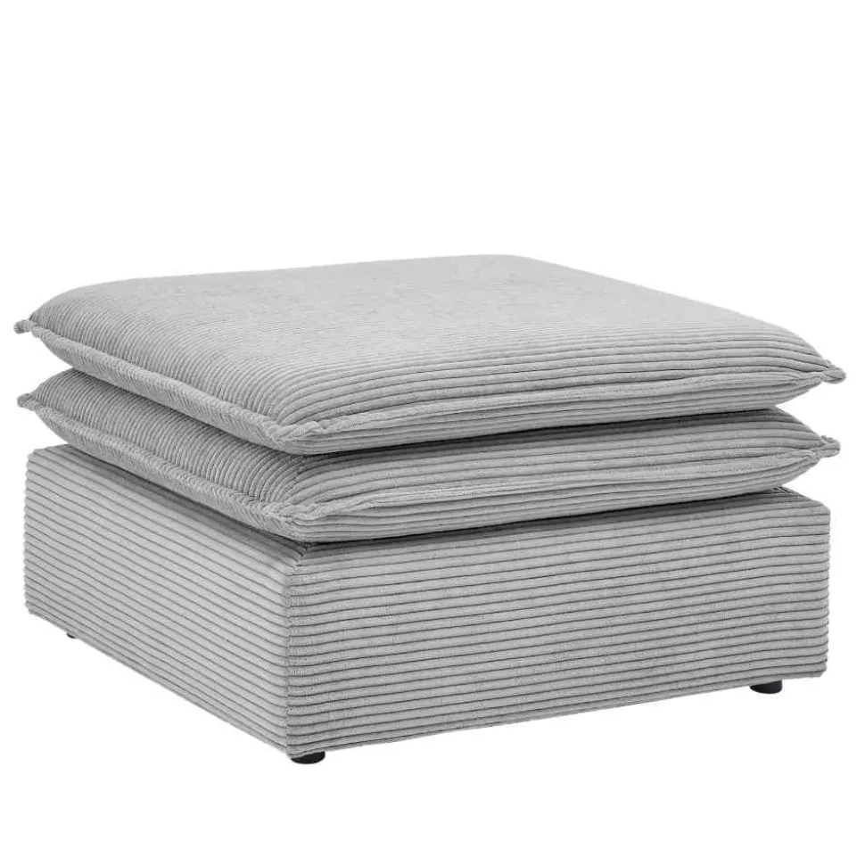 Cord Polsterhocker in Hellgrau - Tessina