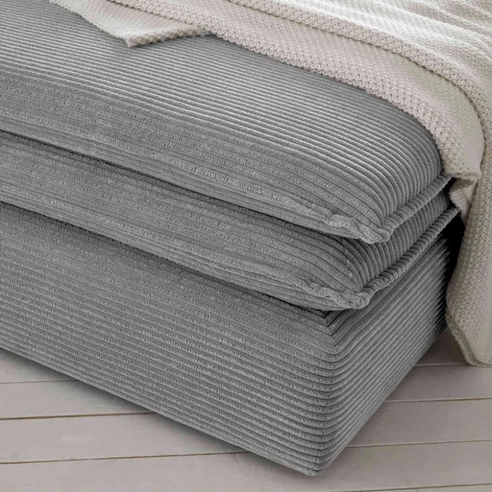 Cord Polsterhocker in Hellgrau - Tessina