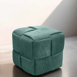 Cord Pouf in Dunkelgrün - Glory