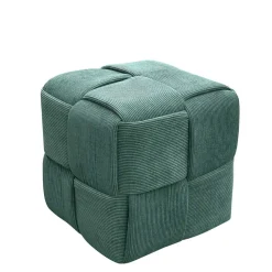 Cord Pouf in Dunkelgrün - Glory